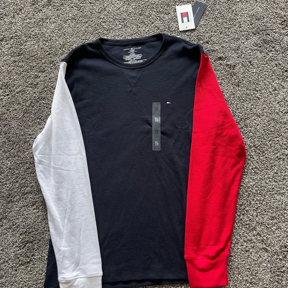 Tommy Hilfiger Men's Black, White, and Red Shirt